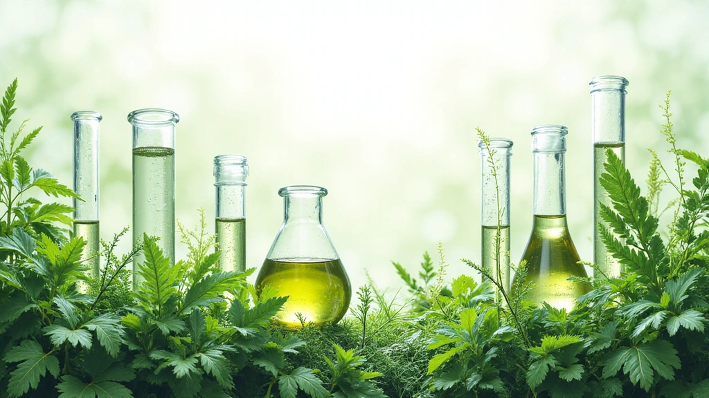 Immagine astratta che rappresenta la scienza e la natura, con elementi di laboratorio e piante