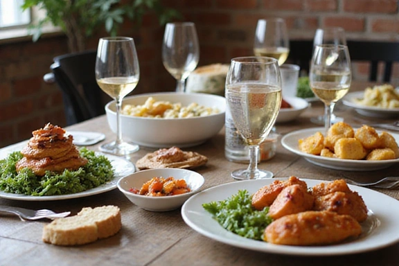 Tavolo apparecchiato per una cena conviviale