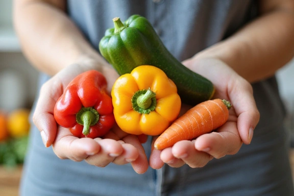 Mani che tengono verdure fresche, simbolo di nutrizione sana e vitalità.
