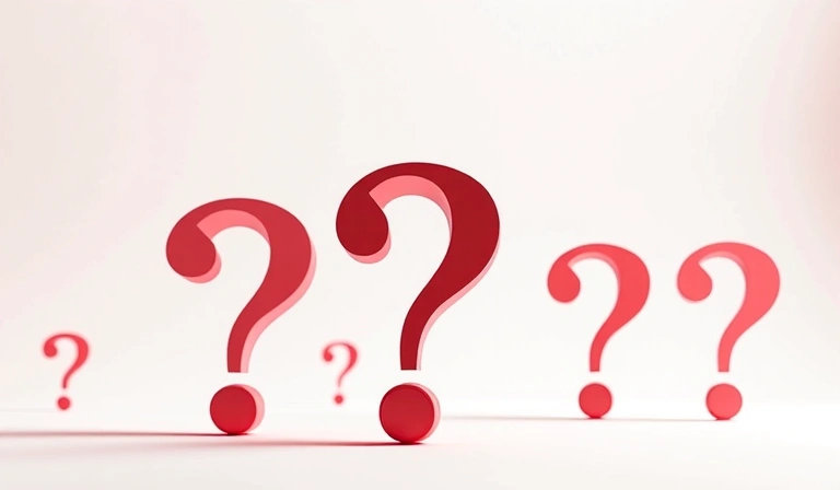 Immagine astratta di punti interrogativi stilizzati in un ambiente pulito e moderno.